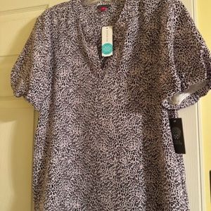 Vince Camuto - Short Sleeve Blouse - Animal Print Pink - Medium